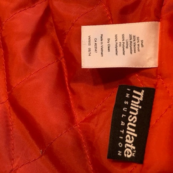 Orange wool Talbots pea coat. Worn once. Measurements in photos. - Picture 5 of 8